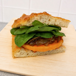All: Pumpkin + red pesto focaccia (vegan)