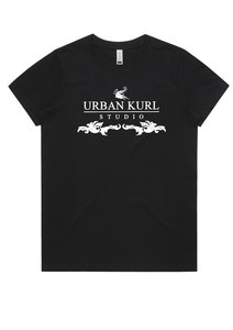 Products: Women's T-shirt - Curl and curl tools Urban Kurl Studio Urban Kurl Studio Hair , curl kits and curl tools Curl here