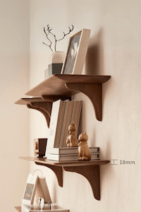 Wall Shelves & Ledges: Solid Walnut Wood Wall-Mounted Floating Shelf