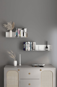 Wall Shelves & Ledges: Alaric Floating Metal Book Shelf in White