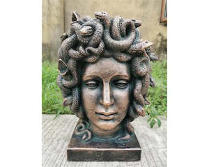 Outdoor Decor: FIBRE CLAY MEDUSA HEAD 45CMH