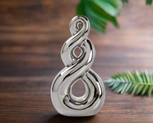 Outdoor Decor: Ceramic Koru Eternal Knot Silver - 23CM