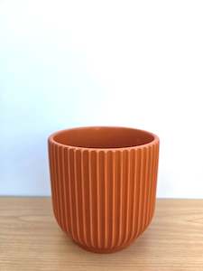 Pots: Maya Ribbed Ceramic Pot 14CM - Terracotta