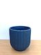 Maya Ribbed Ceramic Pot 14CM - Petrol Blue