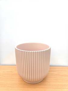 Maya Ribbed Ceramic Pot 14CM - Sandy Pink