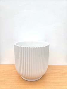 Pots: Maya Ribbed Ceramic Pot 14CM - White