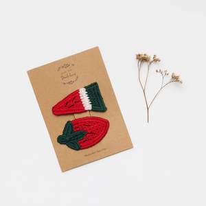 Hair: Over The Dandelions Hair Clips - Watermelon & Strawberry