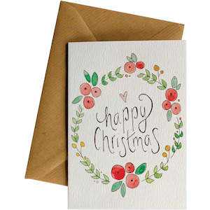 Cards: Little Difference Gift Card - Happy Christmas Wreath