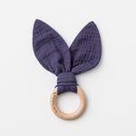 Teething: Over The Dandelions Organic Muslin Bunny Ears Teether Midnight