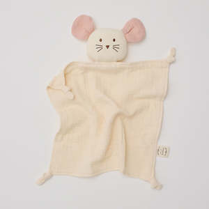Over The Dandelions Organic Muslin Mouse Lovey - Milk With Blush Ears