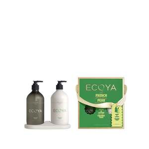 Ecoya Holiday Collection Wash & Lotion With Ceramic Tray Gift Set - French Pear