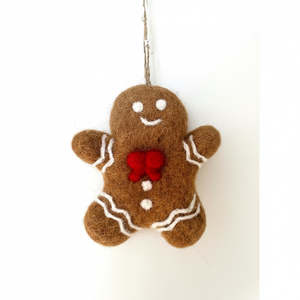 Christmas: Gingerbread Red Bow Xmas Decoration