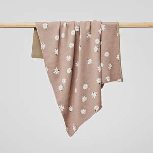 Blankets Swaddles: Organic Cotton Daisy Blanket - Mushroom