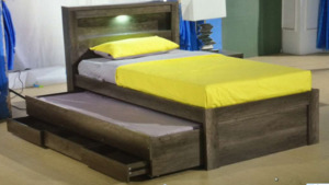 Products: ARC Bed with Trundle Bed and 3 Drawers King Single - Windmill Kids Furniture