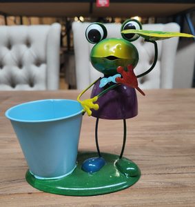 Products: Metal Frog Garden Pot - Blue - Windmill Kids Furniture