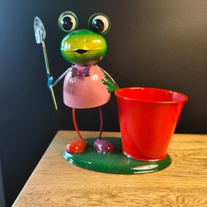 Products: Metal Frog Garden Pot - Red - Windmill Kids Furniture