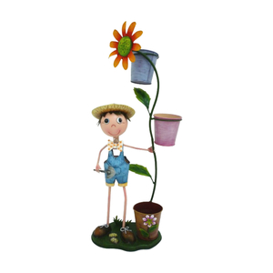 Products: Metal Gardener Folk Art Boy Figurine - Windmill Kids Furniture