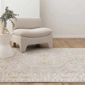 Bedroom Decor: DreamWeaver Trend Medallion Transitional Rug, Beige Multi