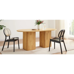 Lifely: Lifely Tate Ripple Oval Dining Table, Natural Wood
