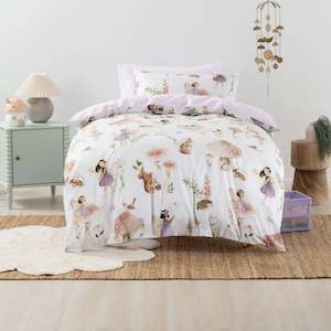 Squiggles: SQUIGGLES Fairy Grove Duvet Cover Set, Silver, NZ Single