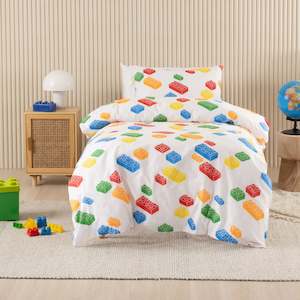 Squiggles: SQUIGGLES Block Party Duvet Cover Set, White, NZ Double
