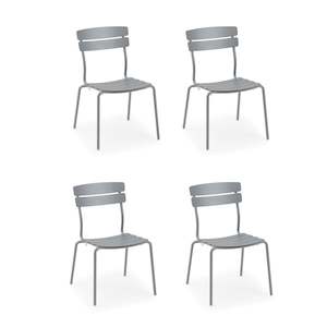Wellmax Verano Outdoor Aluminium Dining Chair, Set of 4, Grey
