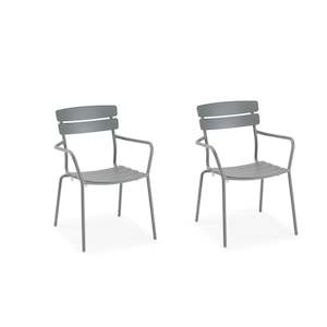 Wellmax Verano Outdoor Aluminium Dining Armchair, Set of 2, Grey