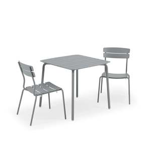 Wellmax Verano Outdoor Aluminium Square Dining Table Set with 2 Chairs, Grey