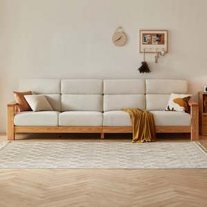 Linspire Mellow Solid Wood 4-Seater Sofa, White