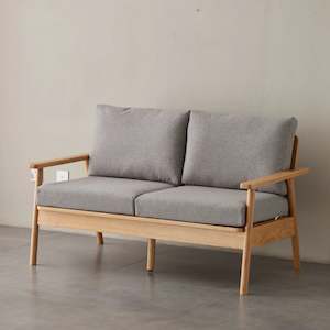 Solidwood Seattle 2-Seater Sofa, 137x80CM, Grey & Natural Wood