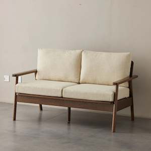 Solidwood Seattle 2-Seater Sofa, 137x80CM, Beige & Dark Wood