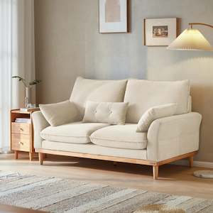 2 Seater Sofas: Linspire Moss 2-Seater Sofa, Neutral White & Natural Wood