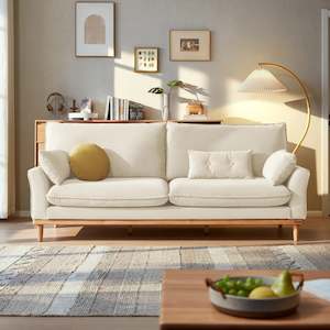 3 Seater Sofas: Linspire Moss 3-Seater Sofa, Neutral White & Natural Wood