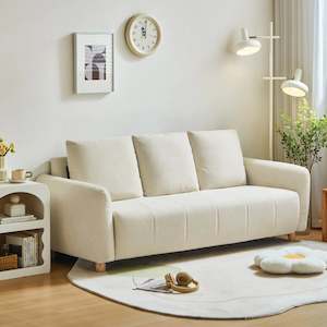 3 Seater Sofas: Linspire Aero 3-Seater Boucle Sofa, Off-White