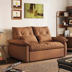 Linspire Rilla 2-Seater Sofa Bed, Linen-Look Fabric, Brown