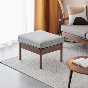Solidwood Seattle Ottoman, 59x53CM, Grey & Dark Wood
