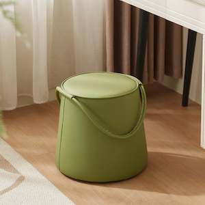 Ottomans: Linspire Kabos Leather Ottoman, Apple Green