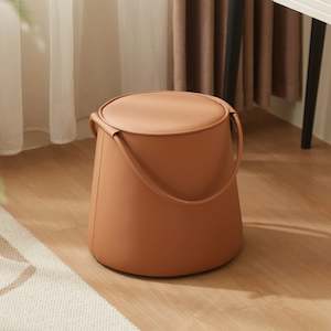Linspire Kabos Leather Ottoman, Pastel Orange