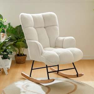 Rocking Chairs: Linspire Evans Boucle Rocking Chair, White