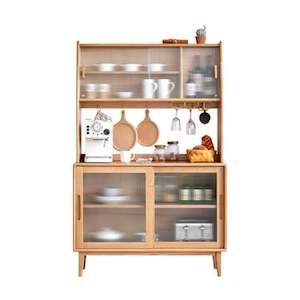 Solidwood Bailey Sideboard, 80x40x169CM, Natural Wood