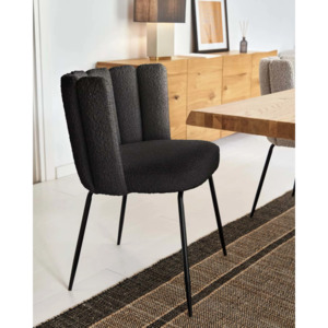 Kave Home: Kave Home Aniela Boucle Dining Chair, Black