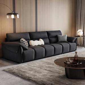 Linspire: Linspire Plume Leather 5-Seater Sofa, Black