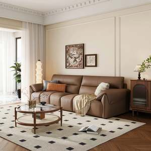 Linspire: Linspire Plume Leather 4-Seater Sofa, Caramel