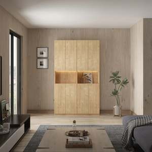 Loft Kiri Bookcase with 8 Doors, 120cm, Natural Wood