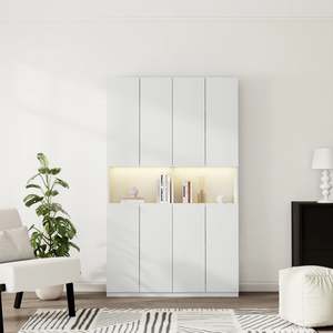 Loft Kiri Bookcase with 8 Doors, 120cm, White