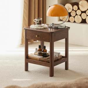 Solidwood Kano Bedside Table, 38x35x47cm, Dark Wood