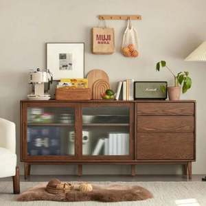 Solidwood: Solidwood Bailey Sideboard, 180x40x81CM, Dark Wood