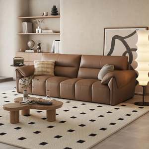 Linspire Plume Leather 3.5-Seater Sofa, Caramel