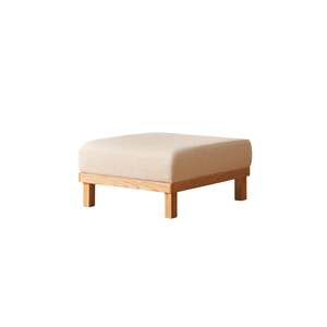 Solidwood Sanfi Linen Ottoman, Oak