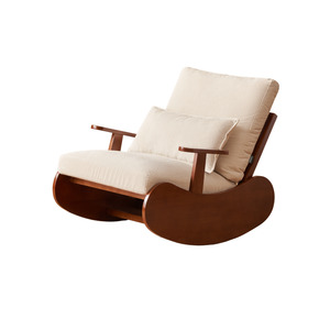 Rocking Chairs: Solidwood Bluro Corduroy Rocking Chair, Neutral White